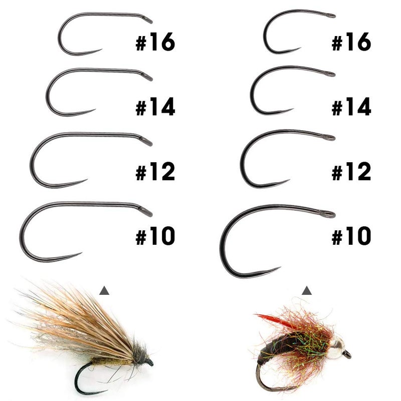 XFISHMAN Barbless-Fly-Hooks-for-Fly-Tying BL Czech Nymph/Scud Flies Hook Dry Wet Curved Competition Fishing Trout Hooks 10# ~16# Assortment Pack of 240 Hooks with Box - Image 2